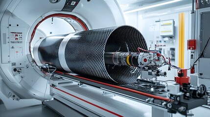 Closeup view of the vacuum bagging process used to cure carbon fiber composite materials in an industrial manufacturing facility