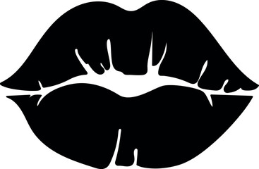 Black Silhouette Lips Kiss Mark Graphic