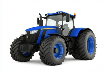 Obraz premium Blue and yellow tractor with a yellow stripe on the side