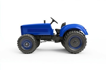 Blue tractor with a large wheel on the front