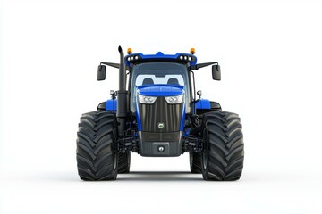 Obraz premium Blue tractor with yellow lights on the front