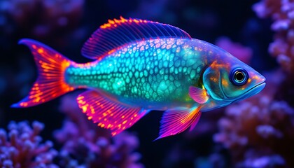 Fototapeta premium Vibrant Rainbow Fish Swimming in Coral Reef