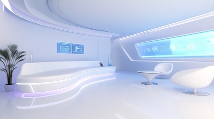Futuristic White Lounge Modern Interior Design