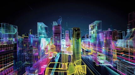 未来的なホログラフィック都市風景2