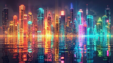 未来的なホログラフィック都市風景1