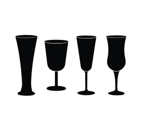 set of wine glasses isolated on white