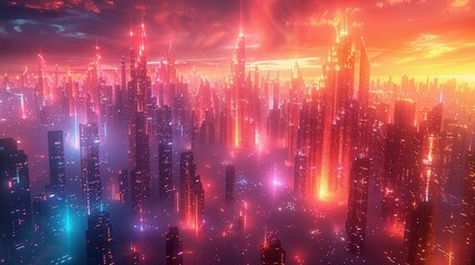 Obraz premium 未来的なホログラフィック都市風景8