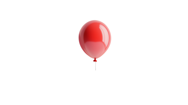 Red Balloon Floating in Dark  on transparent background Festive Imagery
