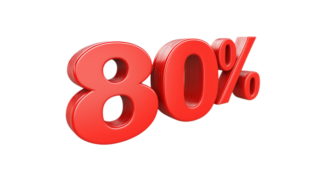 Red 80 Discount Sale Promotion Graphic on transparent background