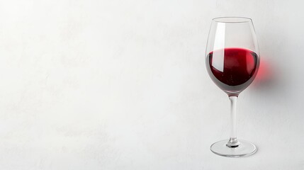 Red Wine In A Crystal Glass On White Textured Background