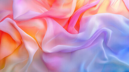 Obraz premium Ethereal abstract background featuring smooth, flowing fabric textures illuminated by glowing neon pink and deep blue hues