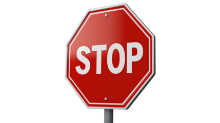 Stop Sign Red Octagon Traffic Safety Warning on transparent background