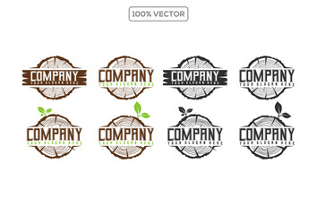 Set a cross section of the trunk with tree rings. Vector illustration. Logo. Tree growth rings. logo template