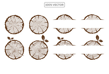 cross section of the trunk with tree rings Logo design vector. Tree growth rings. Tree trunk cross-section. vector stock