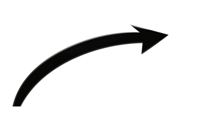 Sleek Curved Arrow Graphic Element for Design Projects on transparent background