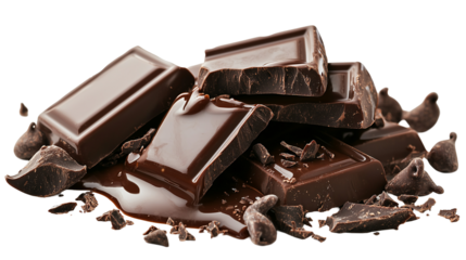 Dripping chocolate with a smooth, glossy texture, a delicious element for dessert and confectionery designs, isolated on transparent background png 