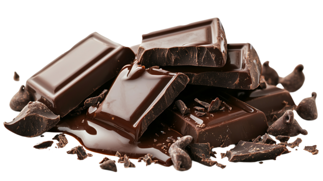 Dripping chocolate with a smooth, glossy texture, a delicious element for dessert and confectionery designs, isolated on transparent background png 