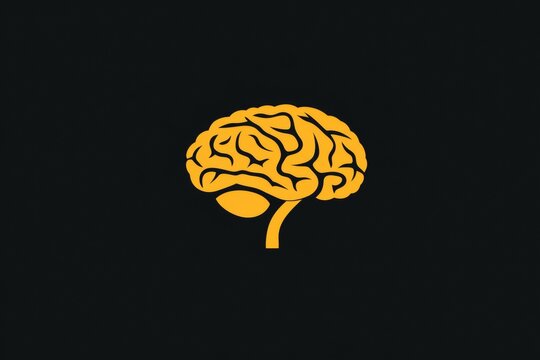 Brain with a yellow outline on a black background