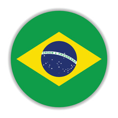 Obraz premium Brazil flag. Brazil circle flag logo icon computer vector illustration design