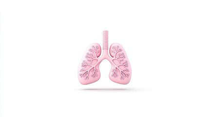 Obraz premium Anatomically accurate pink lungs on a white background illustrating respiratory health concepts