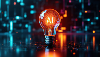 Ai Concept Glowing Light Bulb Innovation Technology