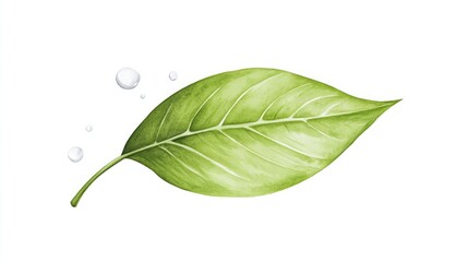 A vibrant green leaf with water droplets, symbolizing freshness and nature's beauty