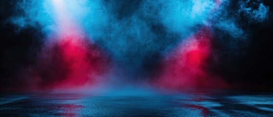 Fototapeta premium Vibrant smoke and light effects in a dark environment