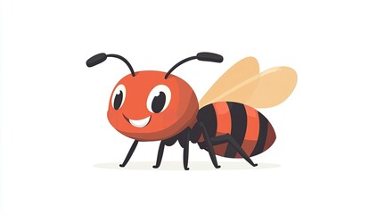 Fototapeta premium A Happy Cartoon Bee Smiles Cheerfully