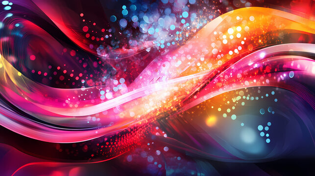 Abstract digital background with vibrant colors and glowing geometric patterns. perfect for modern designs and technology themes. Extreme Contrast Themes. Illustration