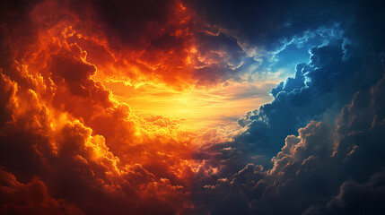 Naklejka premium abstract heaven fiery clouds