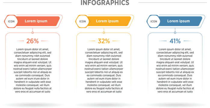 Three presentation rectangular elements placed in horizontal row. Concept of 3 steps of business development process. Simple infographic design template. Modern linear vector illustration for report.