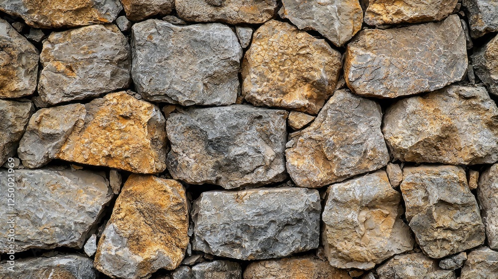 Poster an array of rugged stones forms a visually captivating wall, revealing rich textures and earthy tone