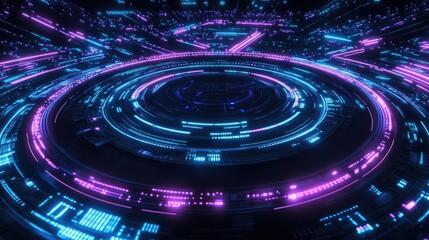 Obraz premium Data Network Connections in Dark Digital Space, Abstract 3D Visualization for Tech Campaigns