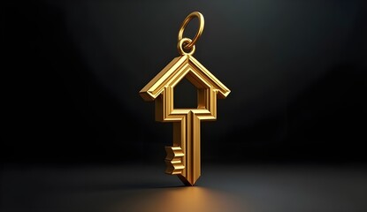 Golden Key with Intricate Details: Representing Real Estate Success