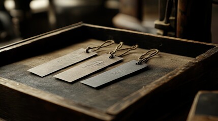 A sample box with quality control tags before final sign-off.