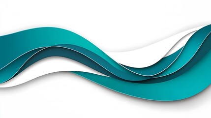 Obraz premium Abstract teal waves, white background, design element
