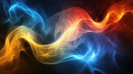 Colorful swirling abstract waves of light on a dark background