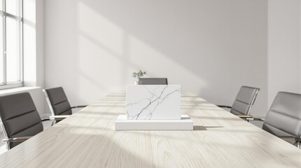 A white marble business card on a wooden desk in a modern office, marble, card, white marble, paper, wooden desk
