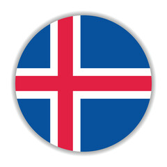 Obraz premium Iceland flag. Iceland circle flag logo icon computer vector illustration design