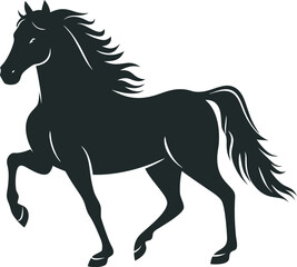 Graceful Black Horse Silhouette in Motion