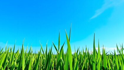 Obraz premium Vibrant Green Blades Against Azure Sky