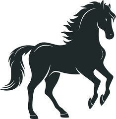 Obraz premium Graceful Black Horse Silhouette in Motion