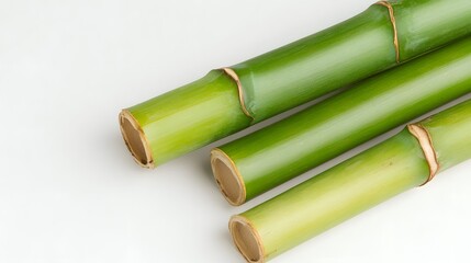 Fototapeta premium Green bamboo stalks and leaves. Generative AI