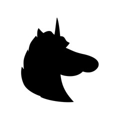 Unicorn head silhouette . Vector hand drawn illustration 