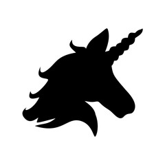 Unicorn head silhouette . Vector hand drawn illustration 