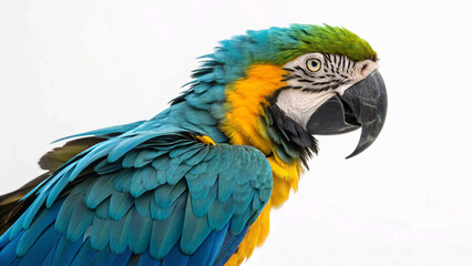 Fototapeta premium A stunning close-up of a blue-and-yellow macaw, showcasing its vibrant feathers and striking beak