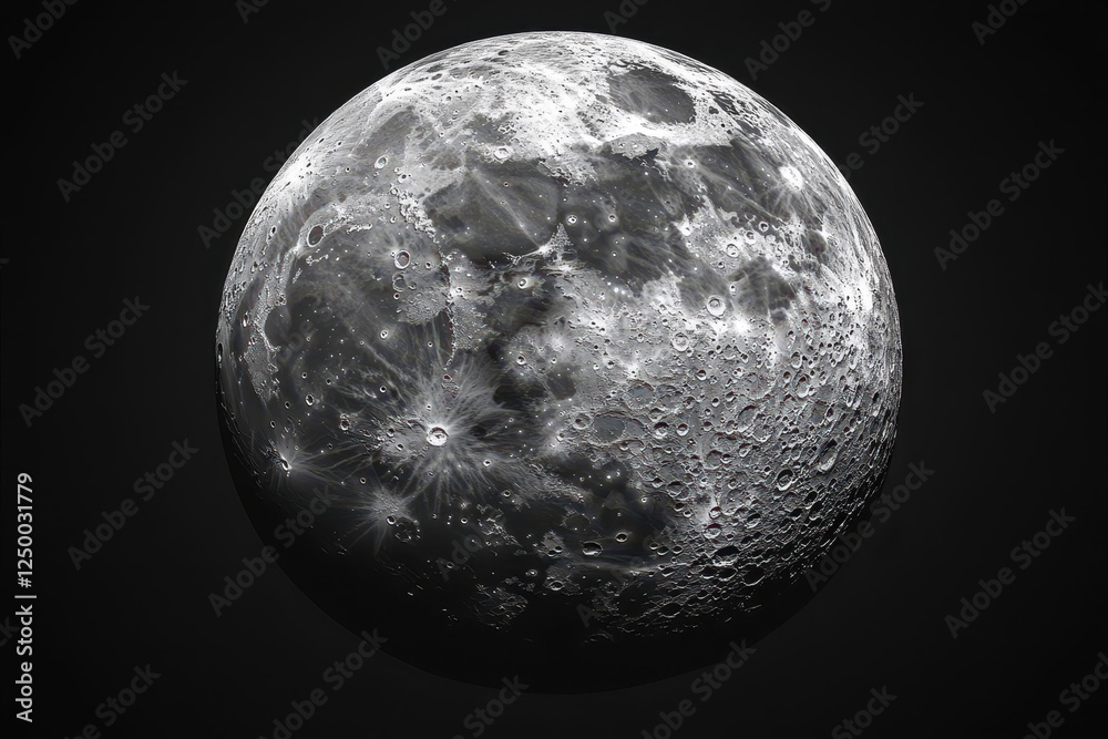 Wall mural high-resolution detailed image of the moon's surface, showing craters and texture.