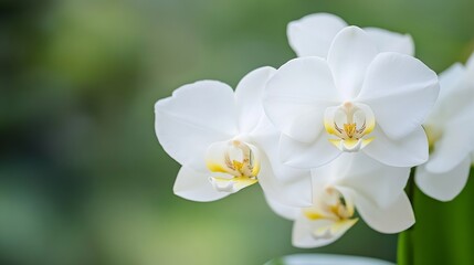 Obraz premium Stunning White Orchid Flower with Soft Green Background Showcasing Natural Beauty : Generative AI