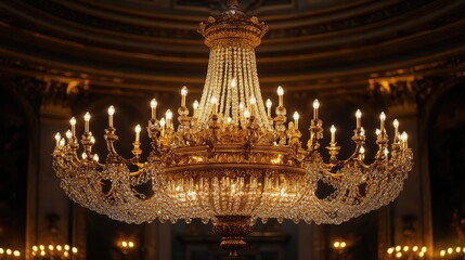 Obraz premium Elegant Crystal Chandelier Illuminates Grand Room