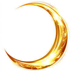 A yellow crescent moon clipart on a white background, with no shadows and no text in the shape of the moon. 